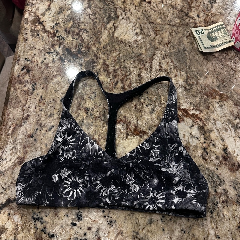 Lululemon Athletica Black and White Floral Bralette